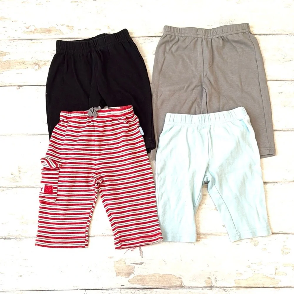 Baby Boy 3-6m Pants Bundle Lot Set of 4 Assorted Brands 3m 6m Blue Black Stripes